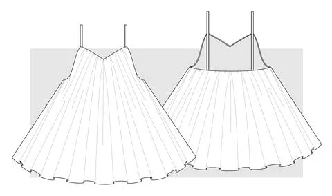 Flared sundress on straps. Illustrazione stock