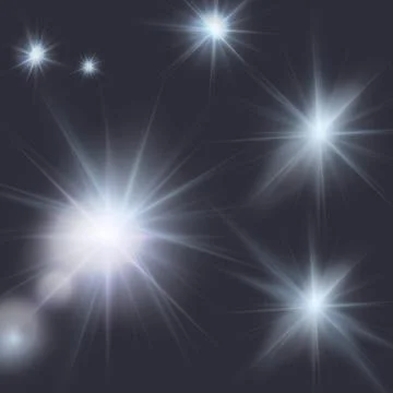 Flares, beams, light effects, editable elements under clipping mask, vector i Illustrazione stock