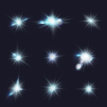 Flares, blue flashes, vector light effects Stock Illustration