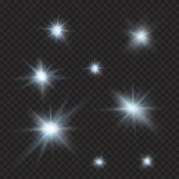 Flares, sparkles, rays, beams, cold light vector effects Stock Illustration