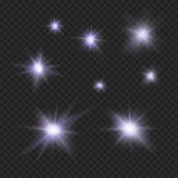 Flares, sparkles, rays, beams, violet light vector effects Illustrazione stock