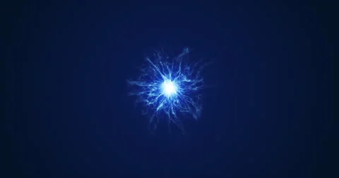 A flaring abstract blue star that throws energy flows of matter into space Stock Footage 249657545