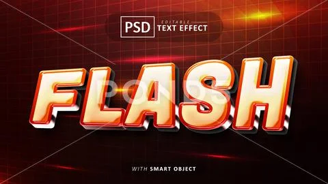 Flash 3d text effect editable PSD Template