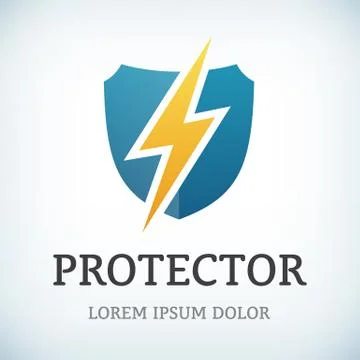 Flash and shield symbol protect vector logo template icon Stock-Illustration