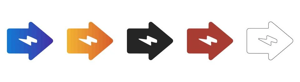 Flash arrow icon for quick sales promotions Stock Illustration