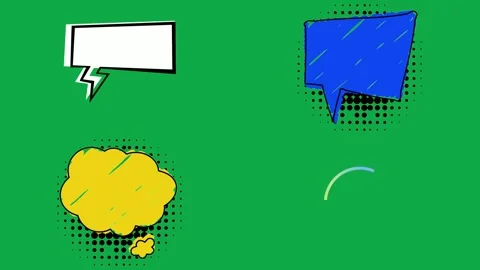 Flash Blue Cloud Quote animation on green screen comic pop art bubble overlay Stock Footage 334704479
