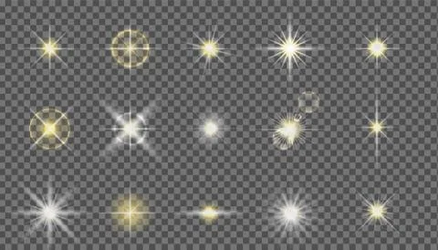 Flash camera light effect. Realistic twinkle stars. Vector glow shine element Illustrazione stock