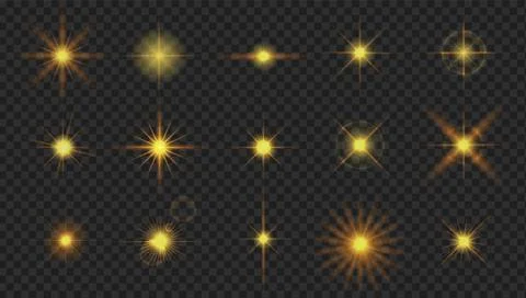 Flash camera light effect. Realistic twinkle stars. glow shine element set Stockillustratie