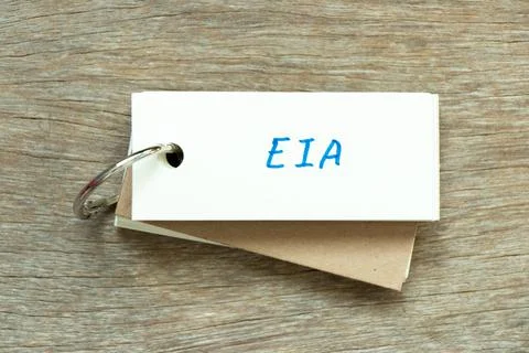 Flash card with handwriting word EIA (abbreviation of Environmental Impact As Stockfoto's
