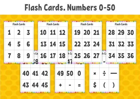 Flash cards. Learning numbers. Education developing worksheet. Activity page  Stock Illustration