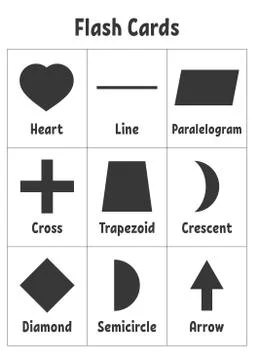 Flash cards. Learning shapes. Education developing worksheet. Activity page f Stock Illustration
