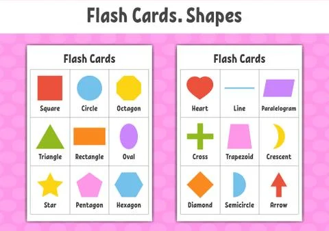 Flash cards. Learning shapes. Education developing worksheet. Activity page f Stock Illustration