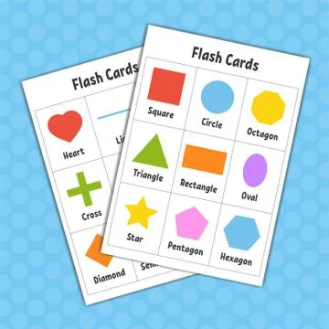 Flash cards. Learning shapes. Education developing worksheet. Activity page f Stock Illustration