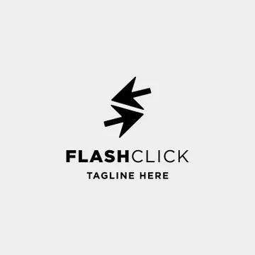Flash click pointer logo design vector learning course symbol Stockillustratie