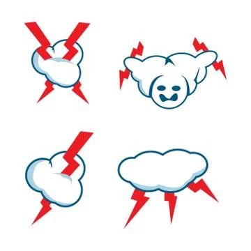 Flash cloud icon set Stock Illustration