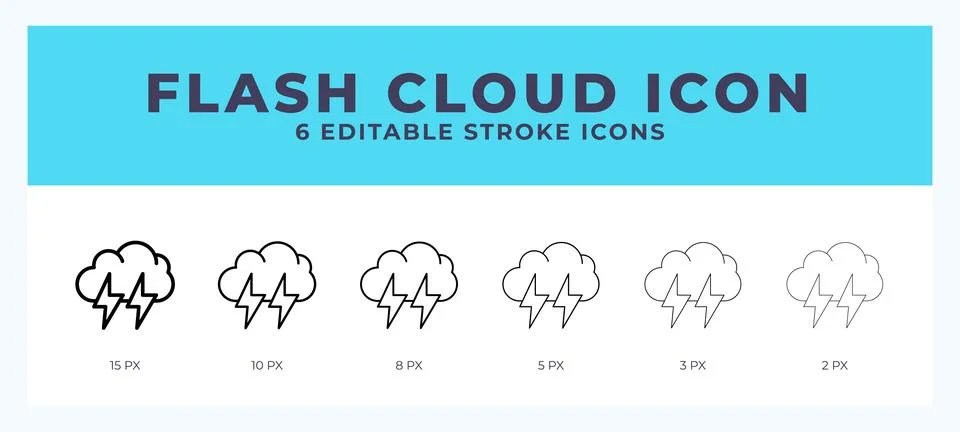 Flash cloud icon vector illustration. With editable stroke for web. App and.. Stock Illustration