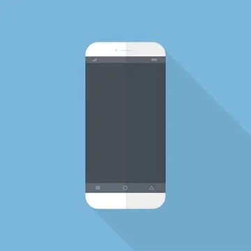 Flash Design with long shadow the smart phone with  Blank screen ,vector desi Stock Illustration