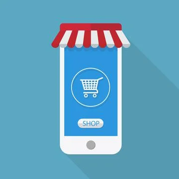 Flash Design with long shadow the smart phone with  Chart icon on screen. The Stock Illustration