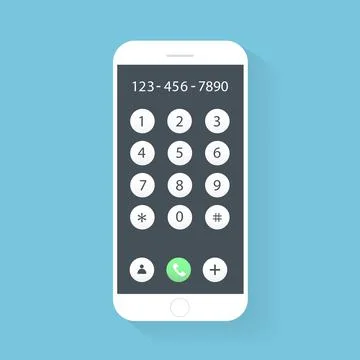 Flash Design with long shadow the smart phone with  Call Application on scree Stock Illustration