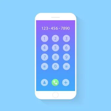 Flash Design with long shadow the smart phone with  Call Application on scree Stock Illustration