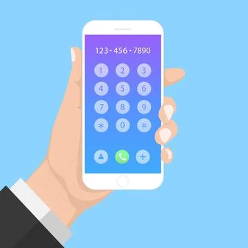 Flash Design with long shadow the smart phone with  Call Application on scree Stock Illustration