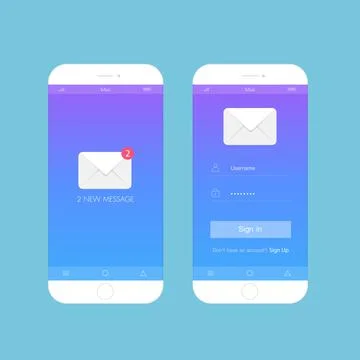 Flash Design with long shadow the smart phone with  E-Mail on screen. The con Stock Illustration