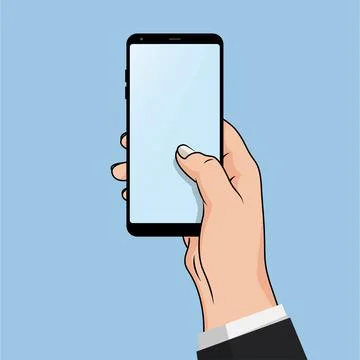 Flash Design style hand holding the smartphone with Blank on screen ,vector d Stock Illustration