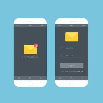 Flash Design style the smartphone with e-mail application on screen ,vector d Stock Illustration