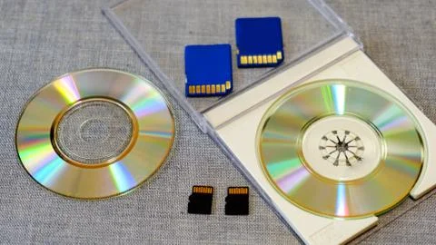 Flash drive and memory among the CD Stock Photos