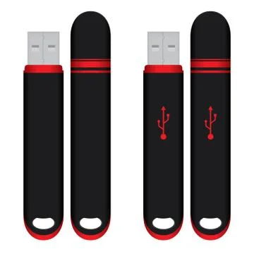 Flash Drive Black template Memory on white background. Stock Illustration