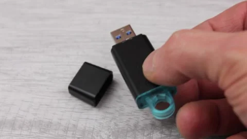 Flash drive close-up. USB flash drive on the table. Stock Footage 184471153