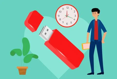 Flash Drive Concept Illustration Vector Style Illustration Stock Illustration