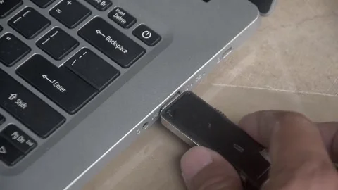 Flash drive is disconnect from the laptop Stock Footage 347641406