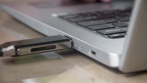 Flash drive is disconnect from the laptop Stock Footage 347641453