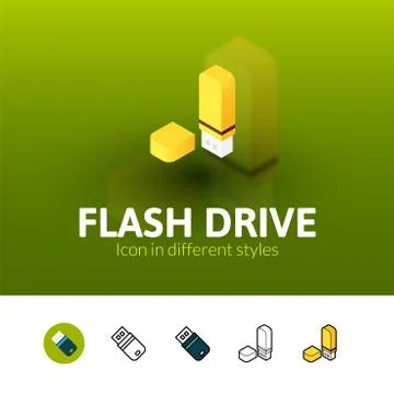 Flash drive icon in different style Stock Illustration