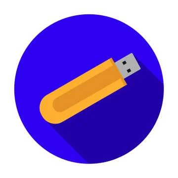 Flash drive icon in flat style isolated on white background. Personal computer Illustrazione stock