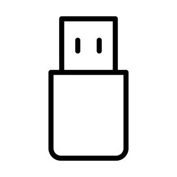 Flash drive icon line isolated on white background. Black flat thin icon on.. 스톡 일러스트