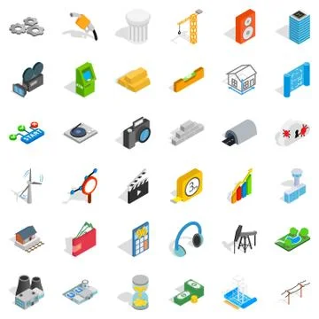 Flash drive icons set, isometric style Stock Illustration