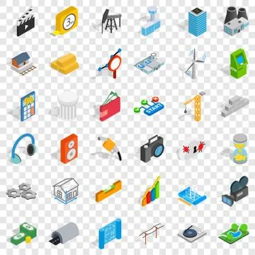 Flash drive icons set, isometric style Stock Illustration