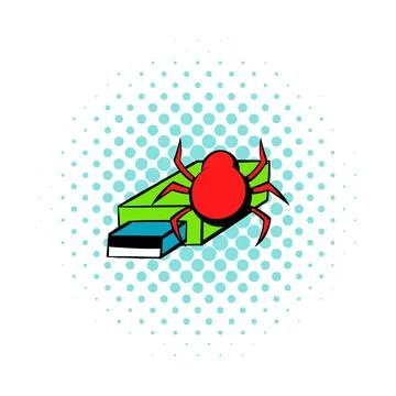 Flash drive infected by virus icon, comics style Stock Illustration