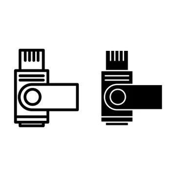 Flash drive line and glyph icon. Usb memory vector illustration isolated on Stock Illustration