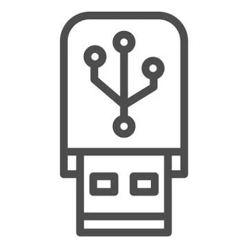 Flash drive line icon. Portable data memory storage device symbol, outline style Stock Illustration
