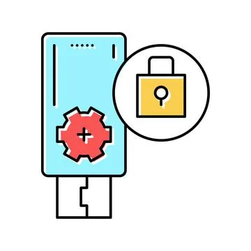 Flash drive password color icon vector illustration Illustrazione stock