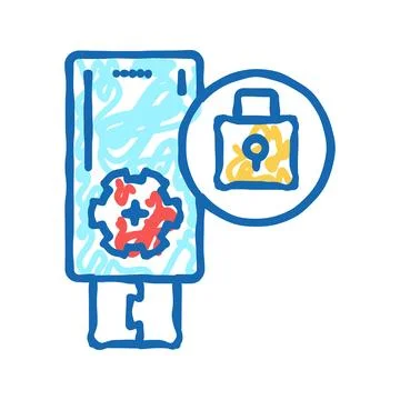 Flash drive password icon doodle illustration Illustrazione stock