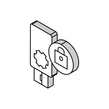 Flash drive password isometric icon vector illustration Illustrazione stock