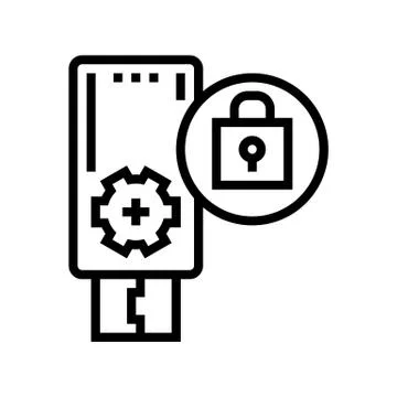 Flash drive password line icon vector illustration Stock Illustration