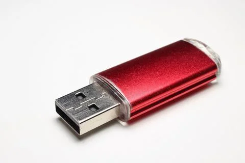 Flash drive red on white background closeup Stock Photos
