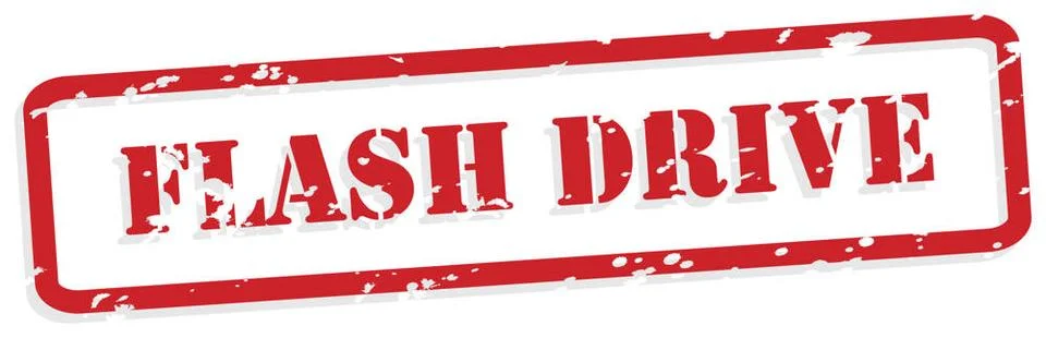 Flash Drive Rubber Stamp Vector Flash drive red rubber stamp in vector for... Stock Photos