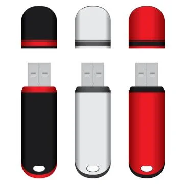 Flash Drive template Memory isolated on white background. Stock Illustration