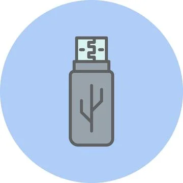 Flash Drive Usb Line Filled Circle Icon Stock Illustration